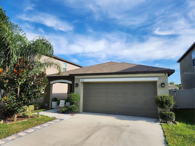 ranch-style house featuring a garage