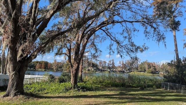 view of yard featuring a water view