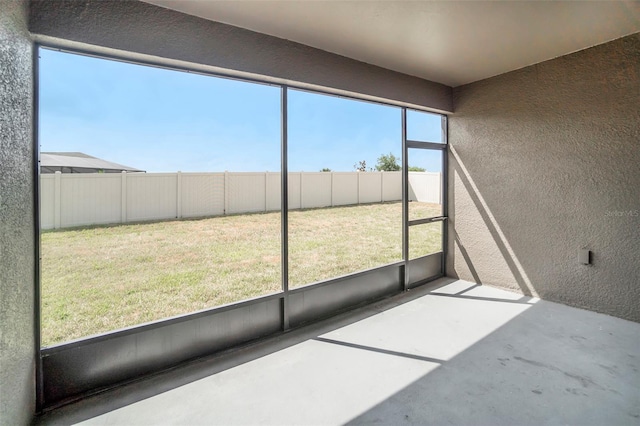 view of unfurnished sunroom