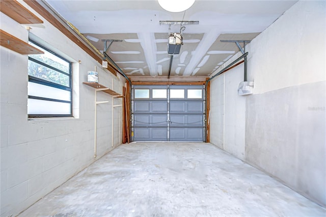 garage with a garage door opener