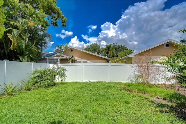 view of yard featuring a fenced backyard