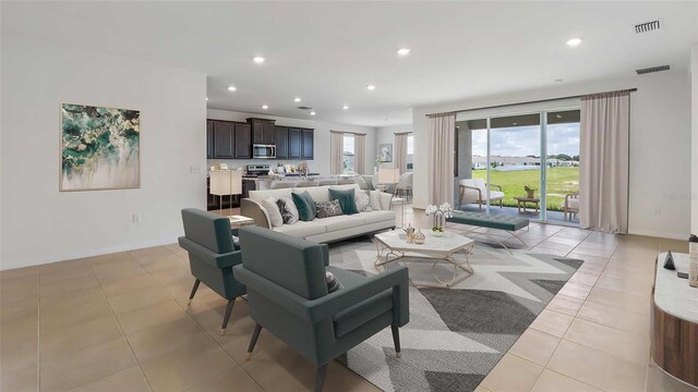 view of tiled living room