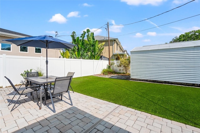 view of patio featuring outdoor dining area and a fenced backyard