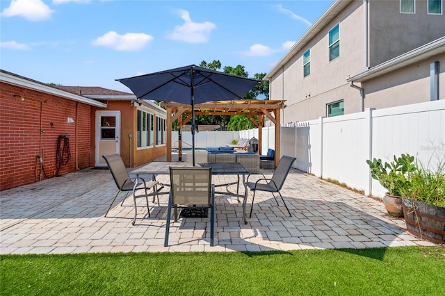 view of patio / terrace featuring a pergola