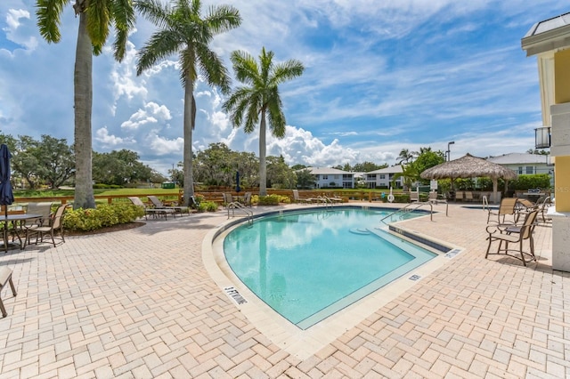 view of pool featuring a patio area