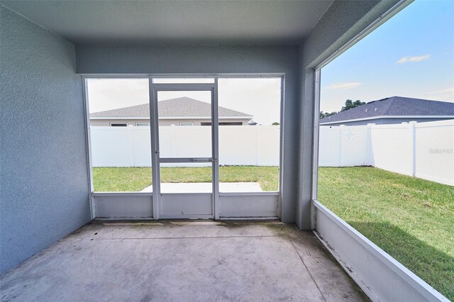 view of unfurnished sunroom