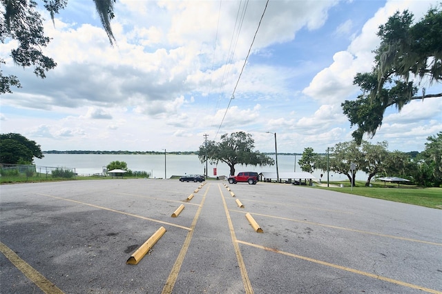 view of road featuring a water view