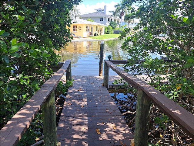 view of dock featuring a water view