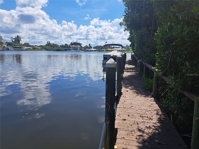 view of dock featuring a water view