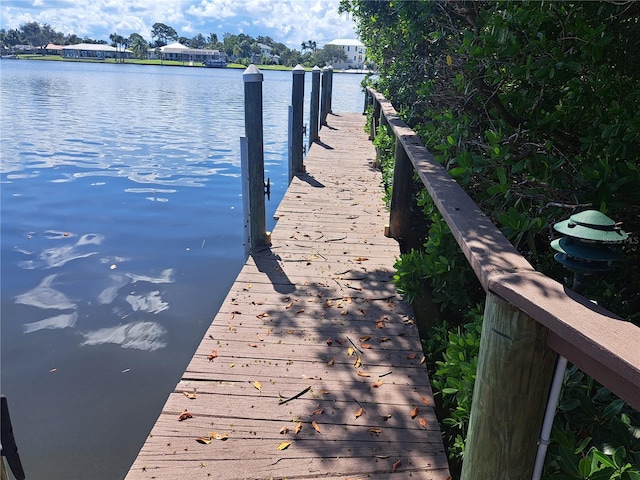 view of dock featuring a water view