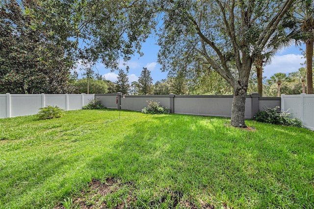 view of yard featuring a fenced backyard