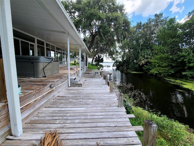 view of dock featuring a water view