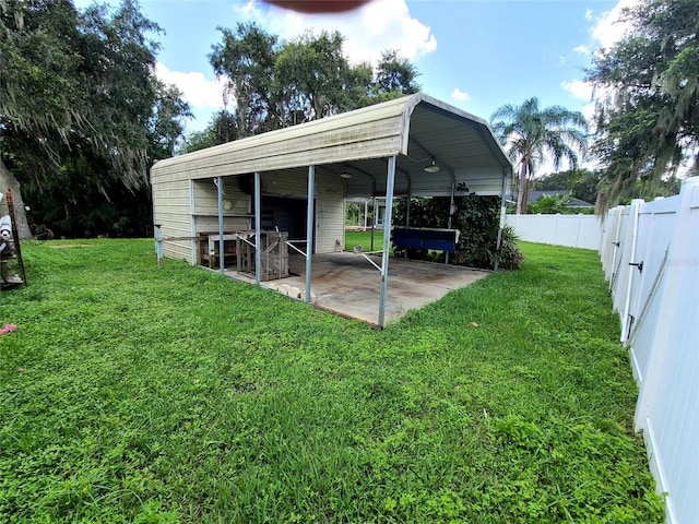 view of outdoor structure with a fenced backyard