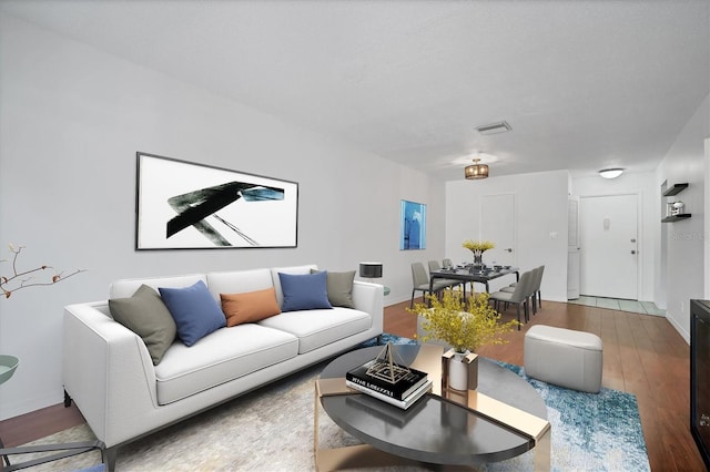 living room featuring hardwood / wood-style flooring