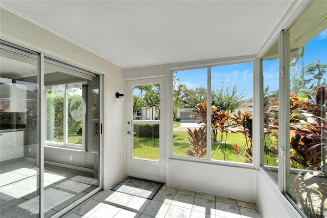 view of unfurnished sunroom