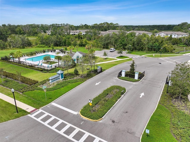 aerial view featuring a residential view