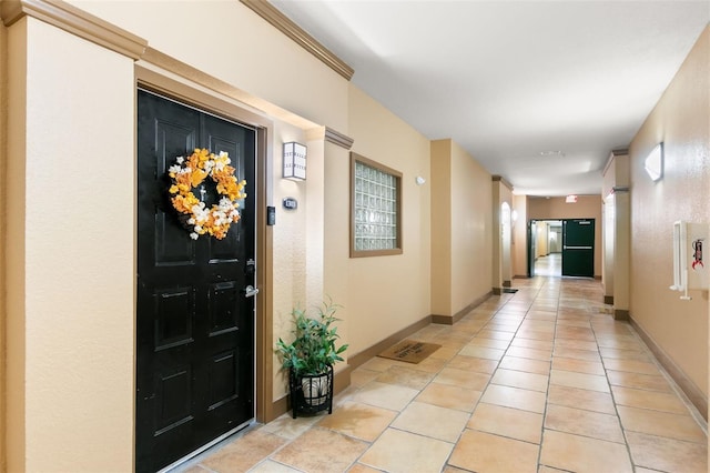 interior space featuring light tile patterned floors