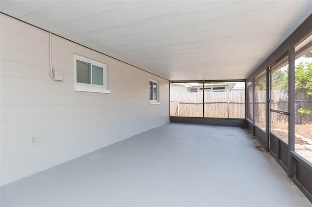 view of unfurnished sunroom