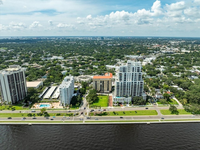 bird's eye view featuring a water view