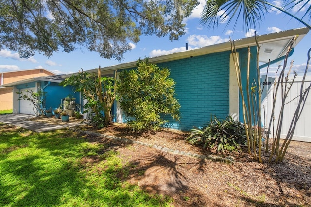 exterior space featuring a garage