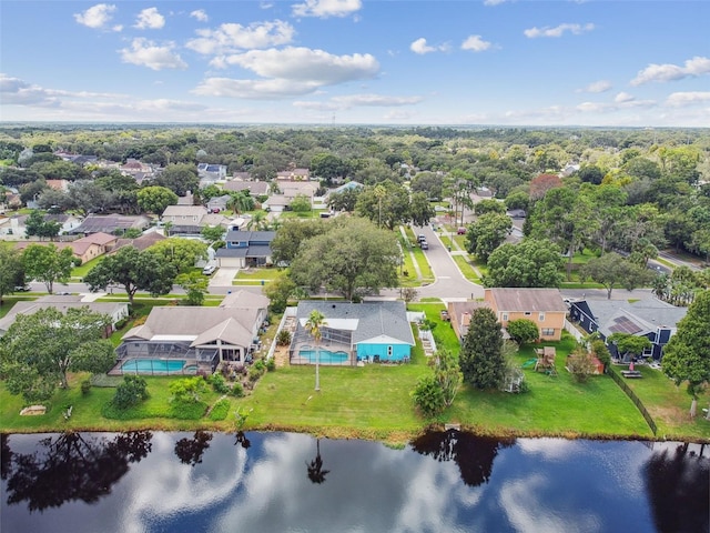 bird's eye view featuring a water view