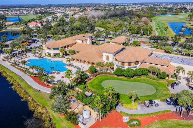 bird's eye view featuring a water view