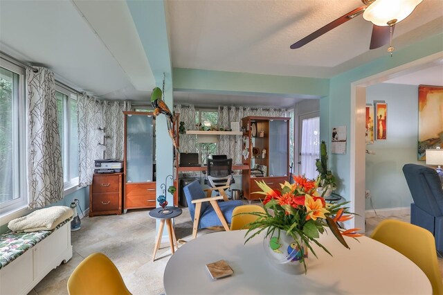 dining area featuring ceiling fan