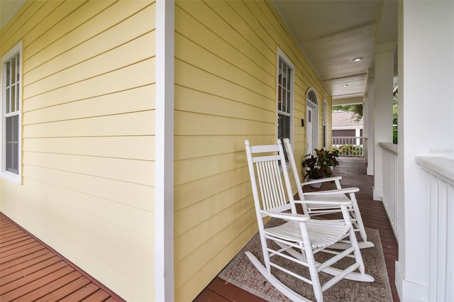 wooden deck with covered porch