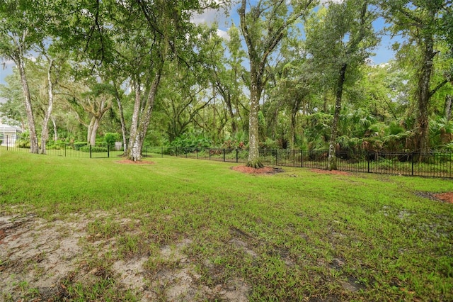 view of yard with a fenced backyard