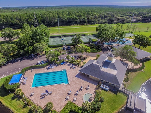 bird's eye view with a forest view