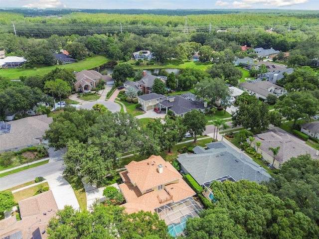 birds eye view of property with a residential view