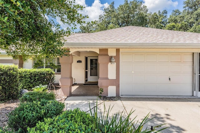 single story home with a garage