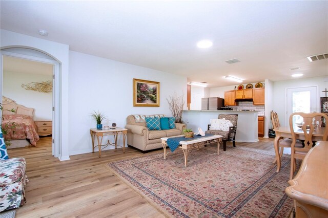 living room featuring light hardwood / wood-style floors