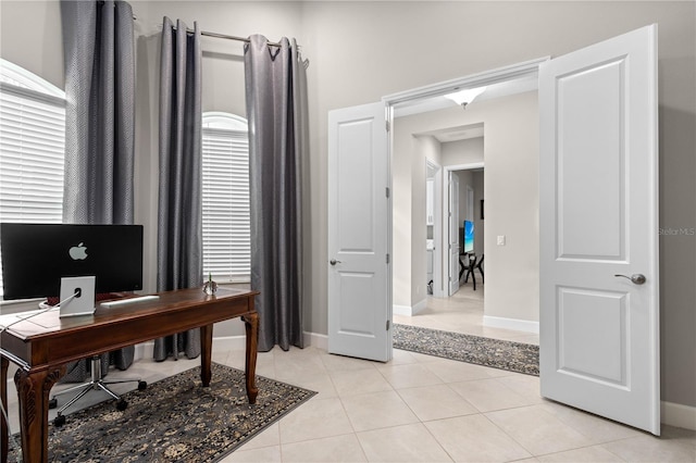 office area featuring light tile patterned floors