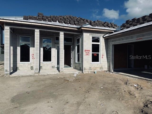 exterior space featuring a garage