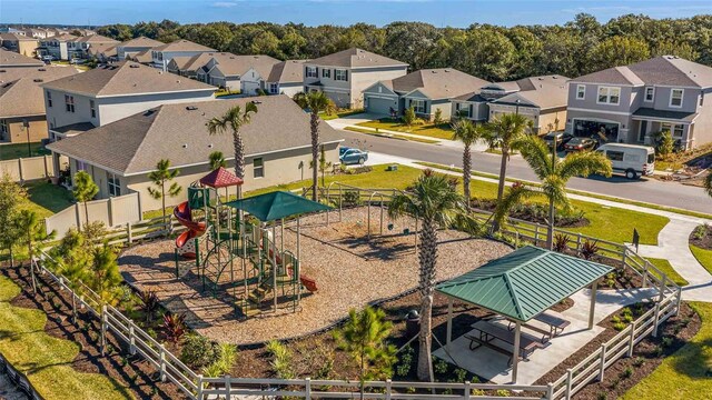 bird's eye view with a residential view