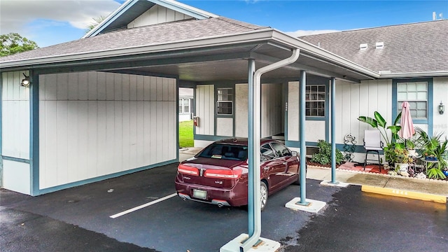 view of covered parking lot