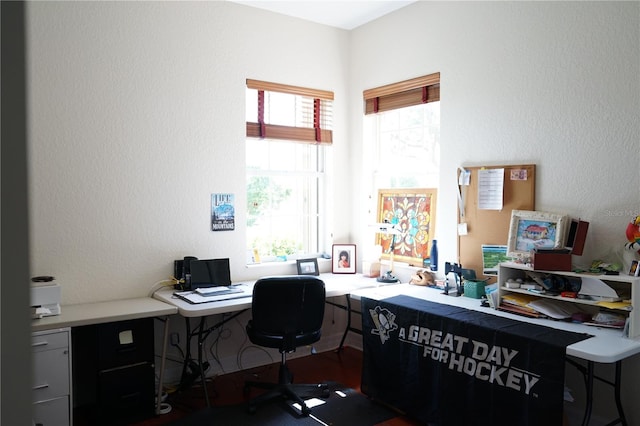 office space featuring built in desk