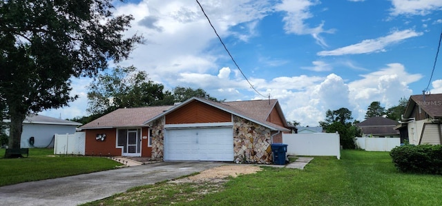 view of front of home featuring a garage and a front yard