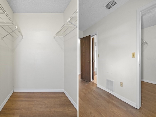 walk in closet with hardwood / wood-style floors