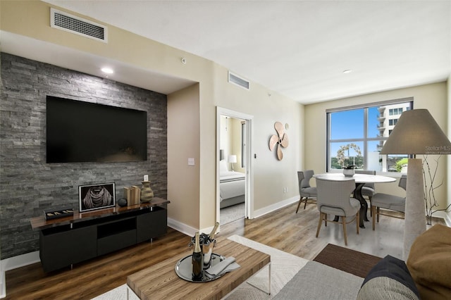 living room with wood-type flooring