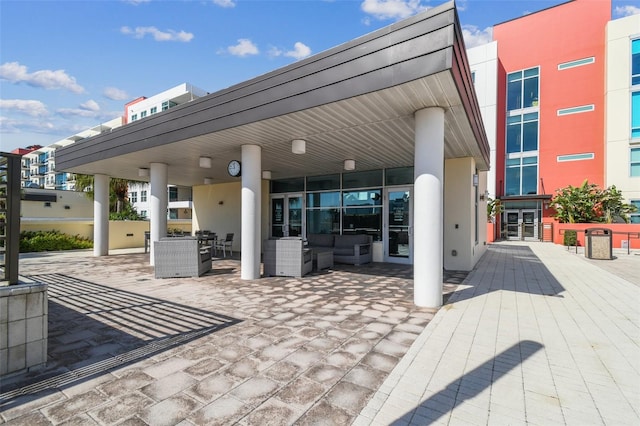 exterior space with outdoor lounge area