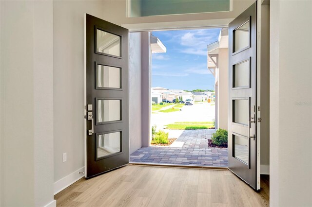 entryway featuring light hardwood / wood-style flooring