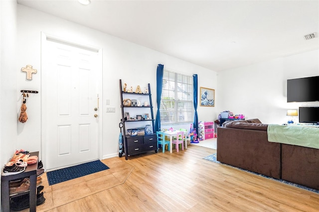 living room featuring light hardwood / wood-style flooring