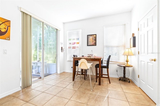 view of tiled dining area