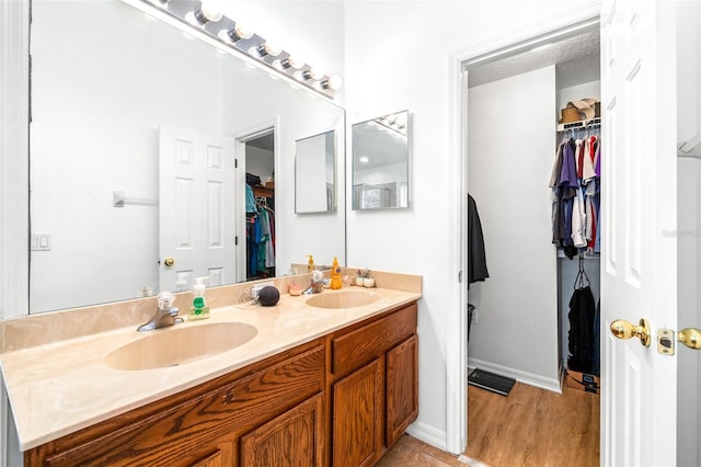 bathroom featuring wood-type flooring and vanity