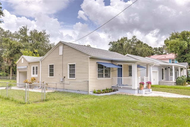 view of front of house featuring a front lawn and a porch