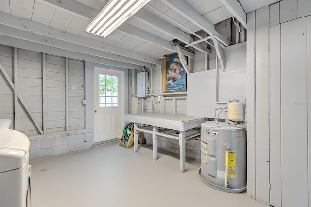 basement with electric water heater