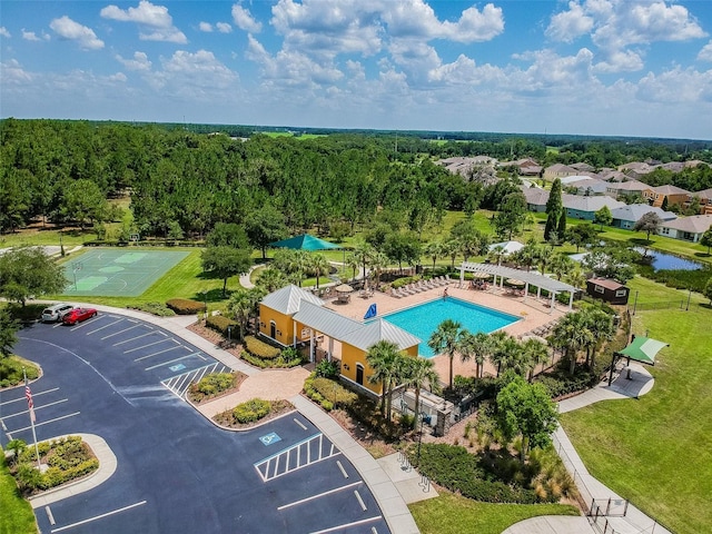 6843 Runner Oak Dr, Wesley Chapel, FL 33545 - birds eye view of property with a wooded view