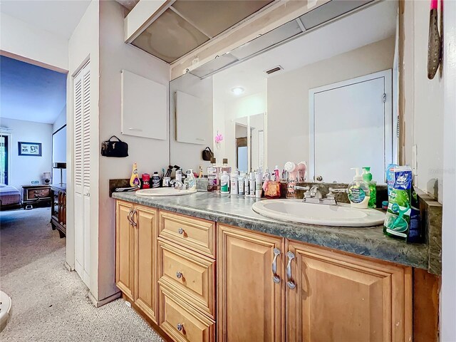 bathroom featuring double vanity, a sink, and visible vents